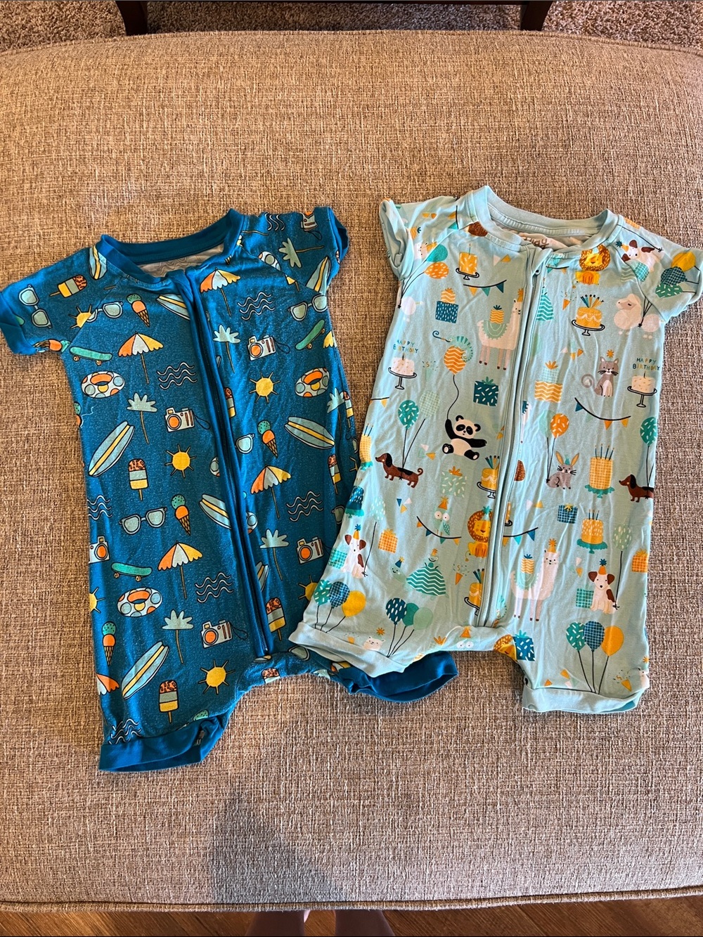 Little Sleepies Beach Summer & Animal Birthday Print Shorties